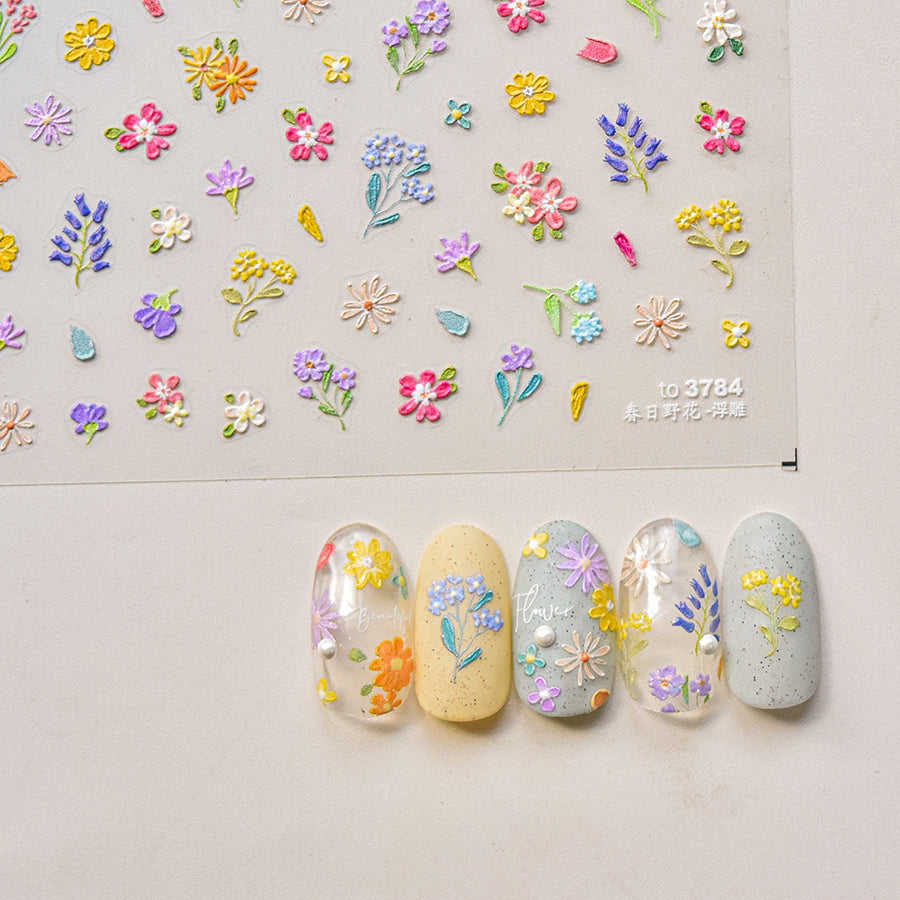 tomoni nailart Nagelsticker 3D selbstklebend WILDE BLUMEN 1794 1815 3794