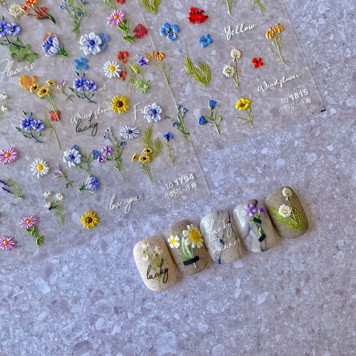 tomoni nailart Nagelsticker 3D selbstklebend WILDE BLUMEN 1794 1815 3794