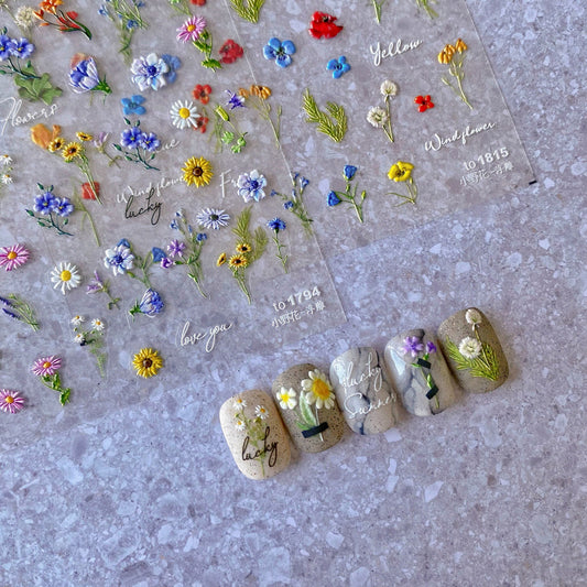 tomoni nailart Nagelsticker 3D selbstklebend WILDE BLUMEN 1794 1815 3794